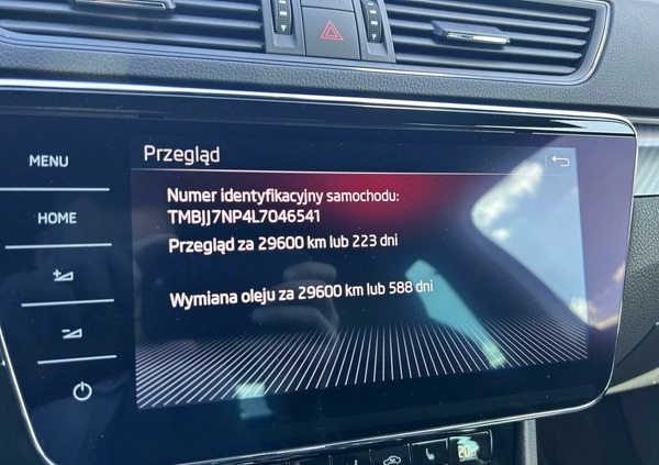 Skoda Superb cena 119900 przebieg: 152052, rok produkcji 2020 z Supraśl małe 781